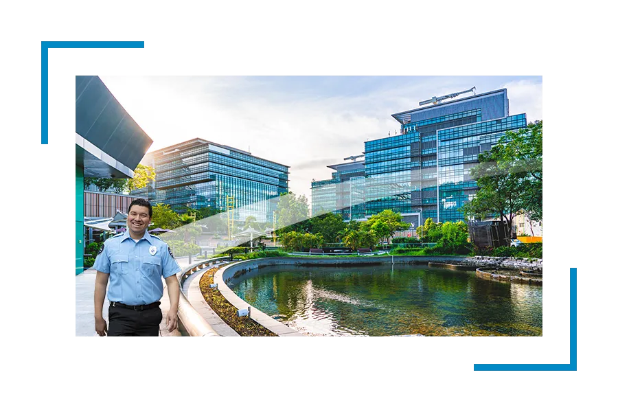 Security guard on corporate campus